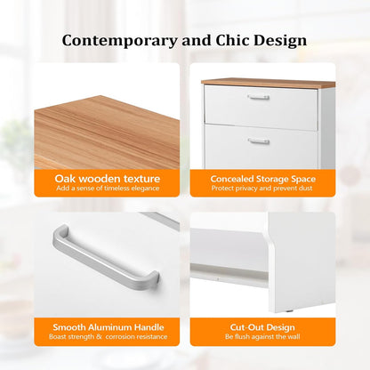 Shoe Cabinet Storage for Entryway Ultra Slim with 2 Flip &1Drop-Down Drawers