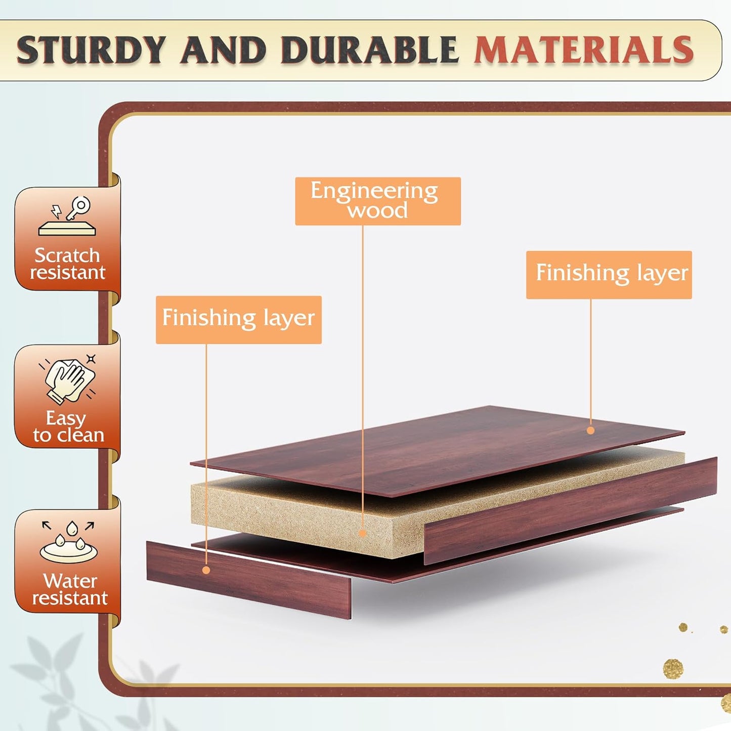 Wood Dresser with 5 Drawers, Rustic Brown Wooden Storage Cabinet for Bedroom, Modern Organizer Drawers and Closet Dresser for Hallway, Closet, Measuring 15.75" W*31.50" D*45.35" H