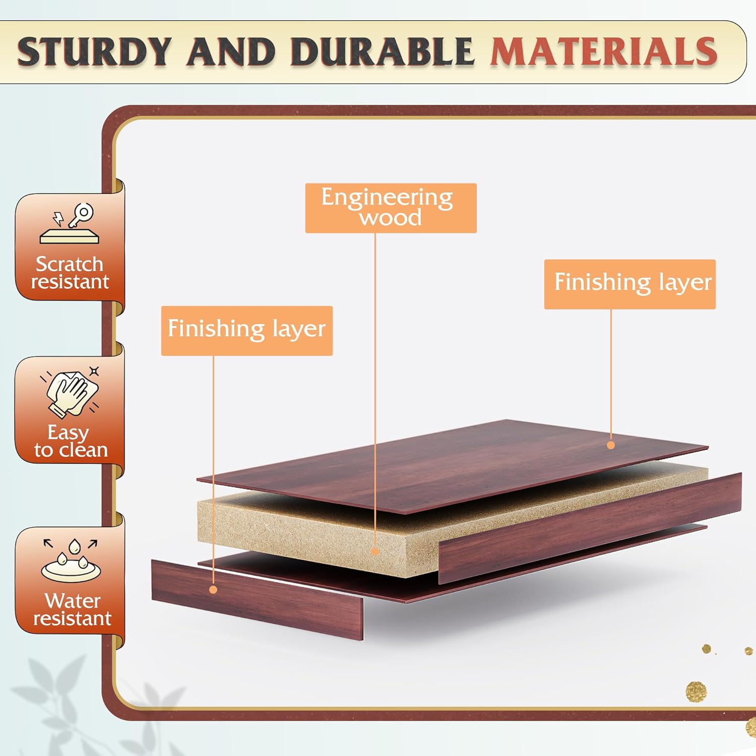 Wood Dresser with 5 Drawers, Rustic Brown Wooden Storage Cabinet for Bedroom, Modern Organizer Drawers and Closet Dresser for Hallway, Closet, Measuring 15.75" W*31.50" D*45.35" H