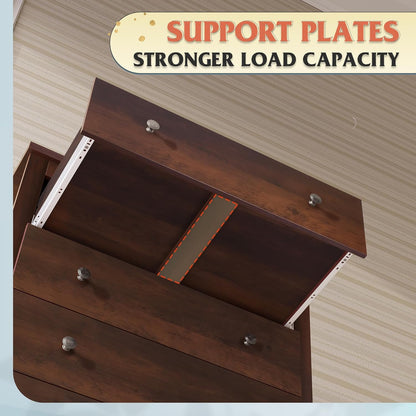 Wood Dresser with 5 Drawers, Rustic Brown Wooden Storage Cabinet for Bedroom, Modern Organizer Drawers and Closet Dresser for Hallway, Closet, Measuring 15.75" W*31.50" D*45.35" H